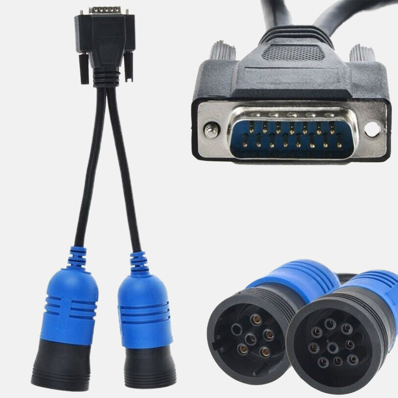 Diesel Diagnostic Laptop 9 Pin and 6 Pin Adapter For Diesel Semi Trucks + Off Road Engines