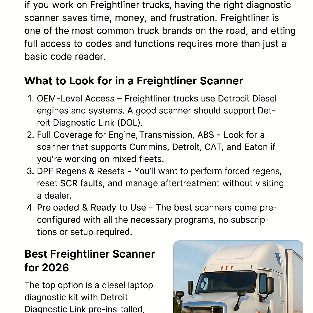 What Is the Best Freightliner Diagnostic Scanner