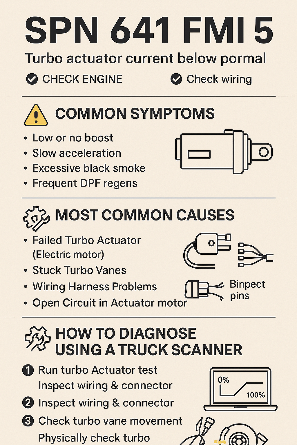 How to Fix SPN 641 FMI 5 – Turbo Actuator Current Below Normal (Truck Scanner Guide)