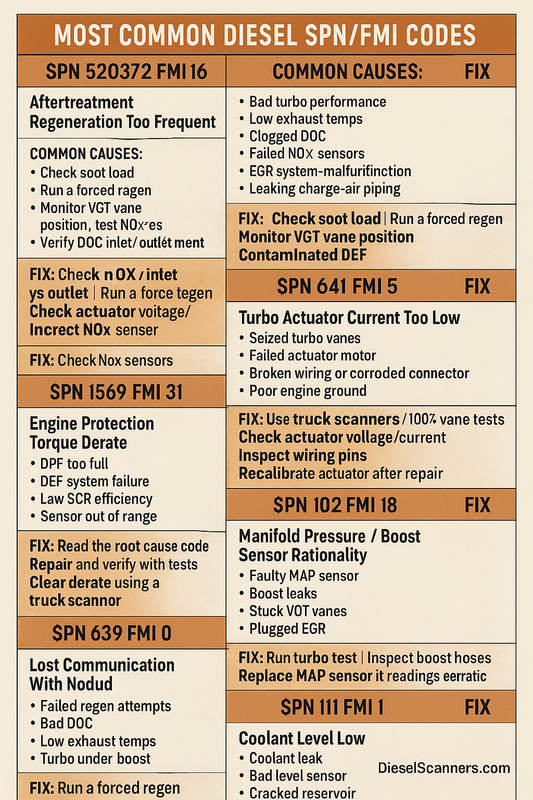 Most Common Diesel SPN/FMI Codes Truckers Search — And How to Fix Them