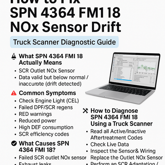 How to Fix SPN 4364 FMI 18 – NOx Sensor Drift (Truck Scanner Diagnostic Guide)