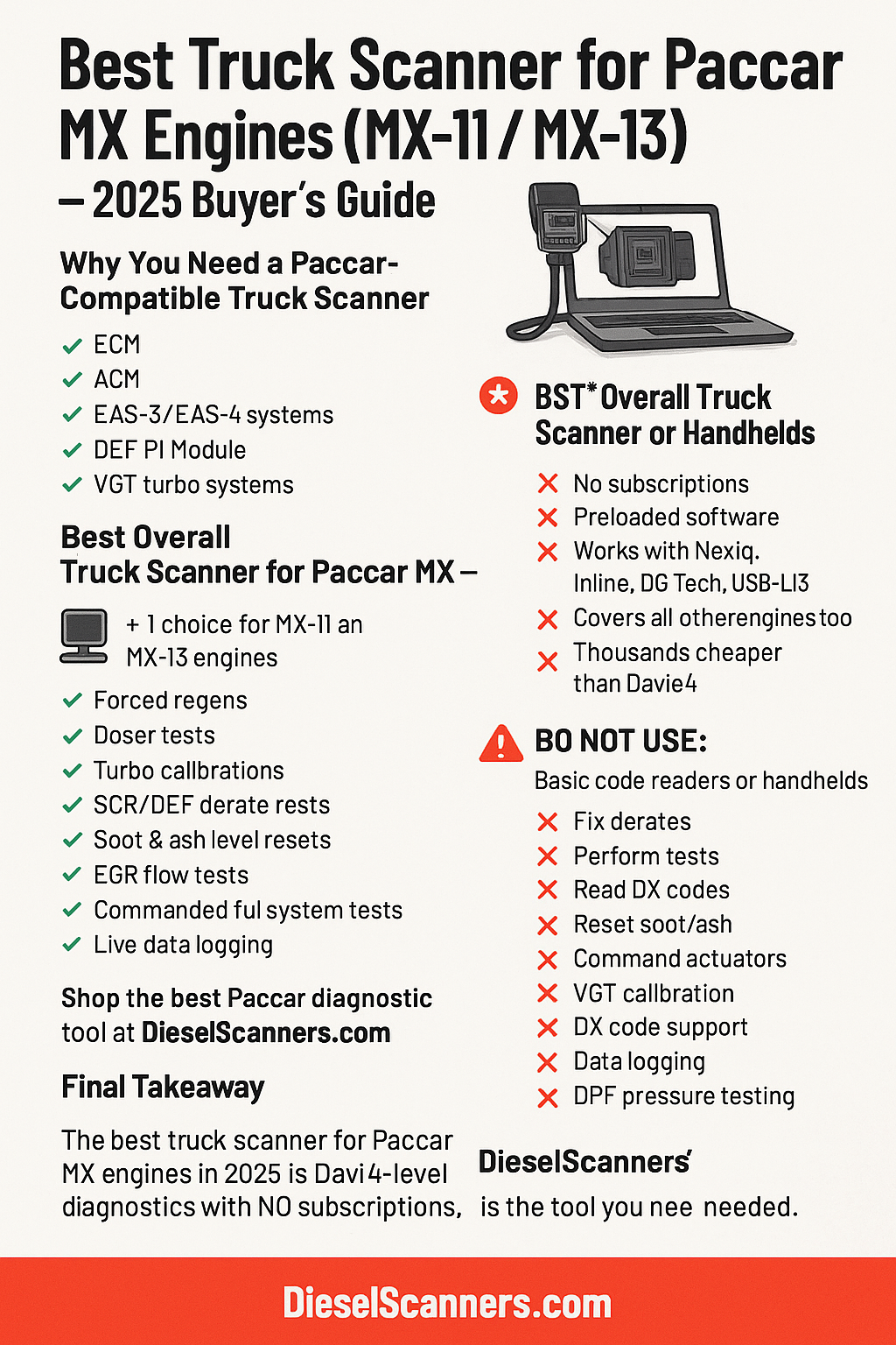 Best Truck Scanner for Paccar MX Engines (MX-11 / MX-13) — 2025 Buyer’s Guide