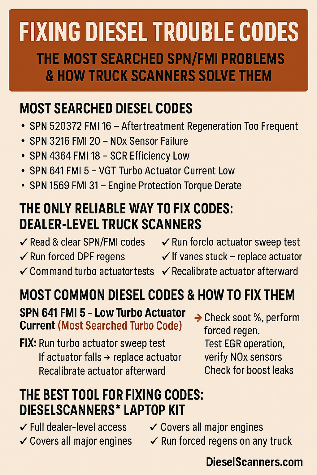 Fixing Diesel Trouble Codes: The Most Searched SPN/FMI Problems & How Truck Scanners Solve Them