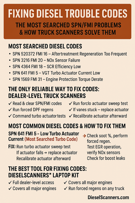 Fixing Diesel Trouble Codes: The Most Searched SPN/FMI Problems & How Truck Scanners Solve Them