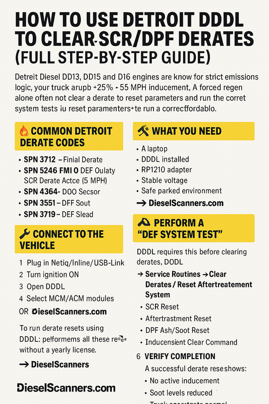 How to Use Detroit DDDL to Clear SCR/DPF Derates (Full Step-by-Step Guide)