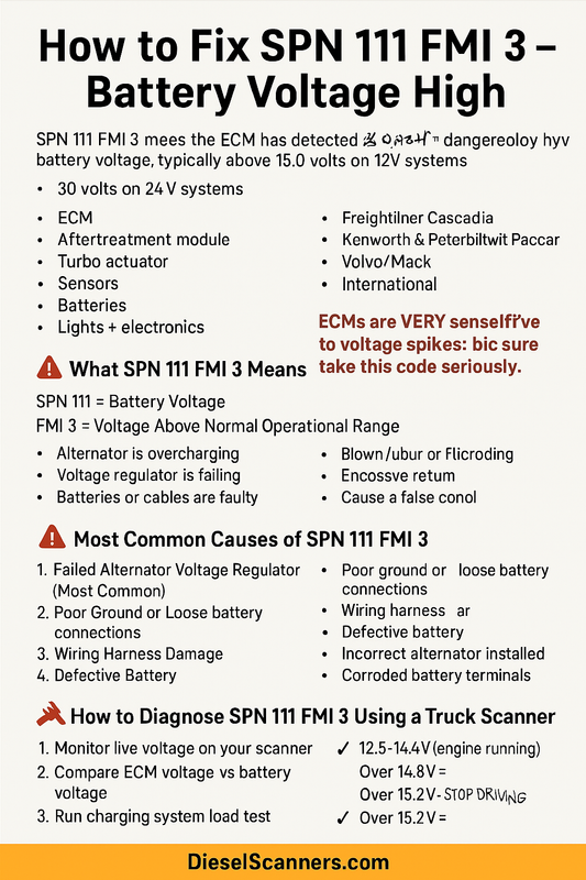 How to Fix SPN 111 FMI 3 – Battery Voltage High