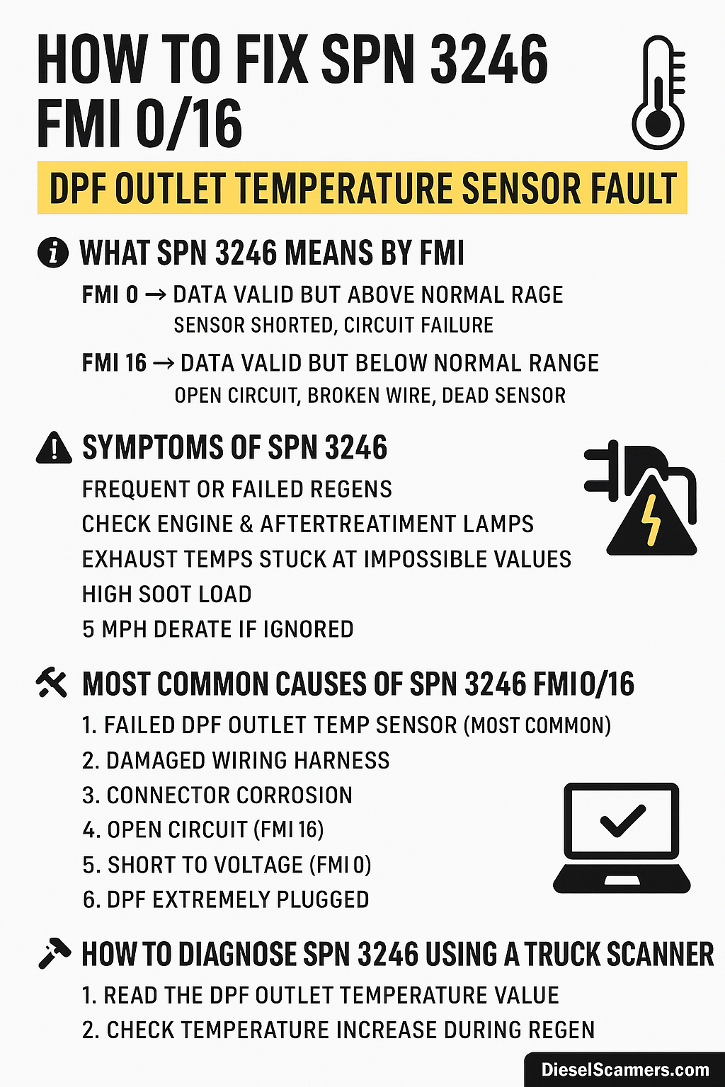 How to Fix SPN 3246 FMI 0/16 – DPF Outlet Temperature Sensor Fault