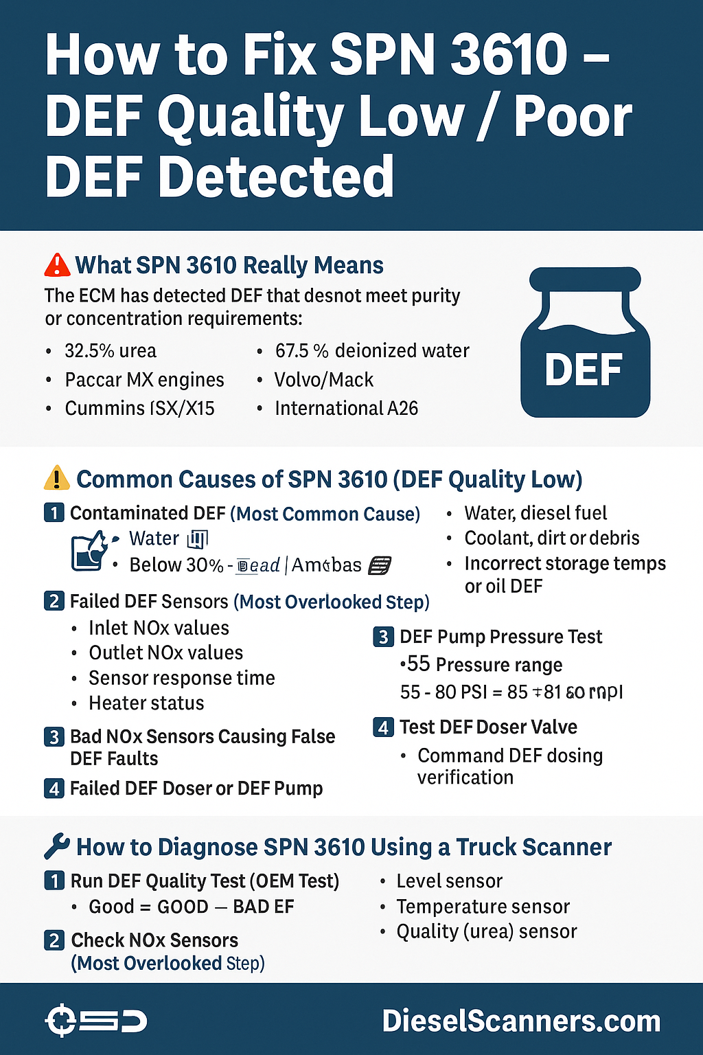 How to Fix SPN 3610 – DEF Quality Low / Poor DEF Detected