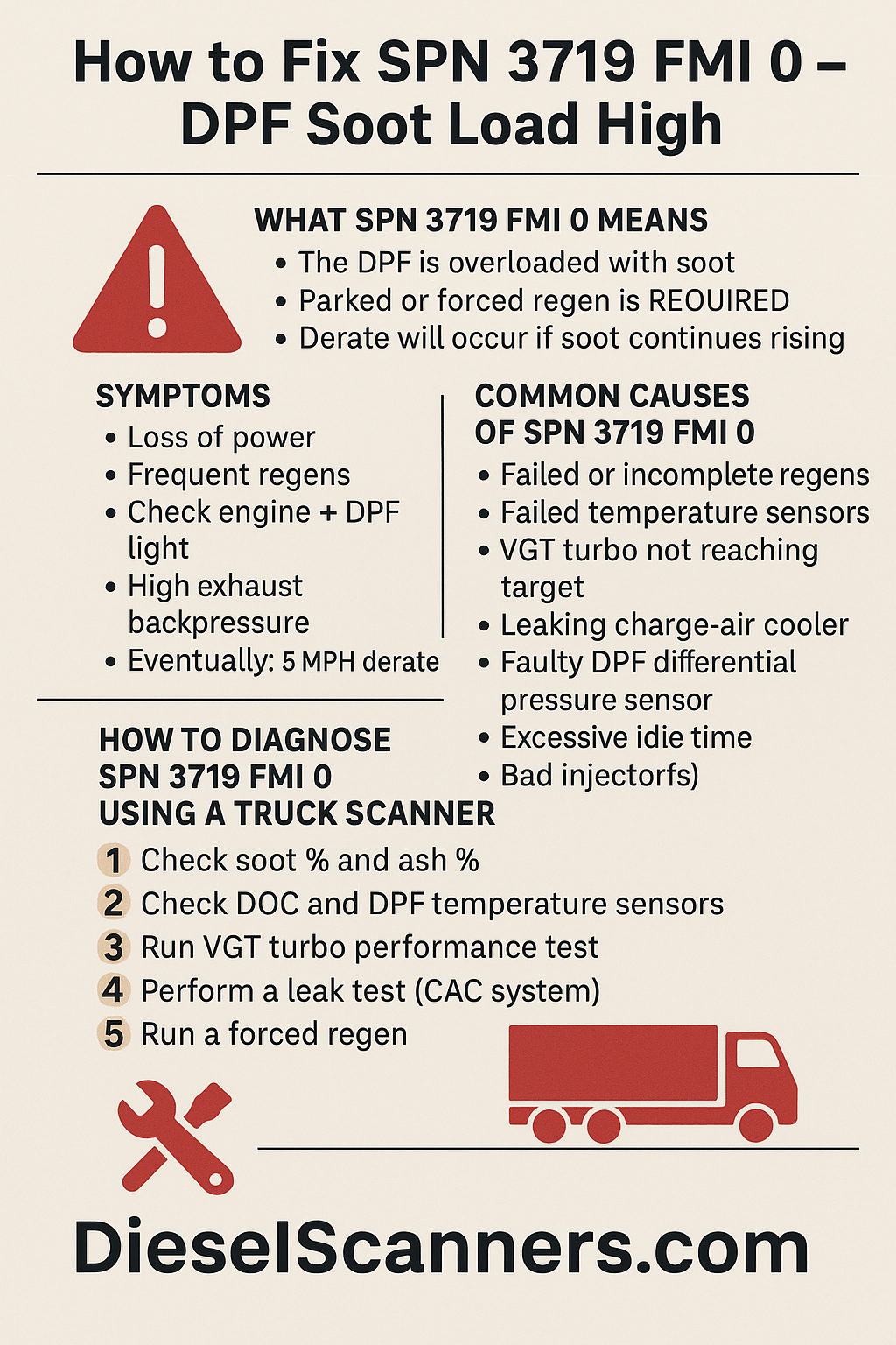 How to Fix SPN 3719 FMI 0 – DPF Soot Load High (Regen Required)