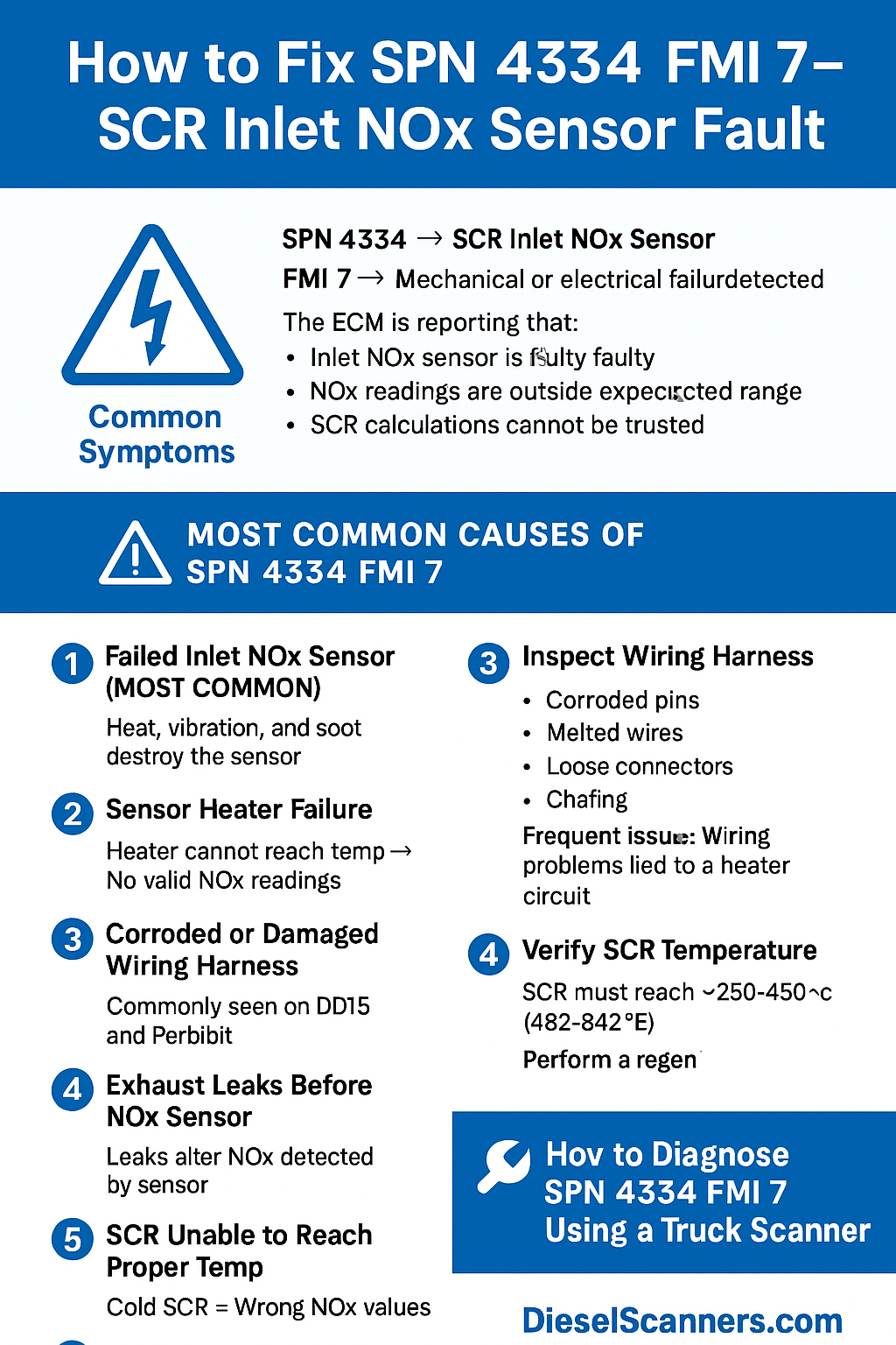 How to Fix SPN 4334 FMI 7 – SCR Inlet NOx Sensor Fault