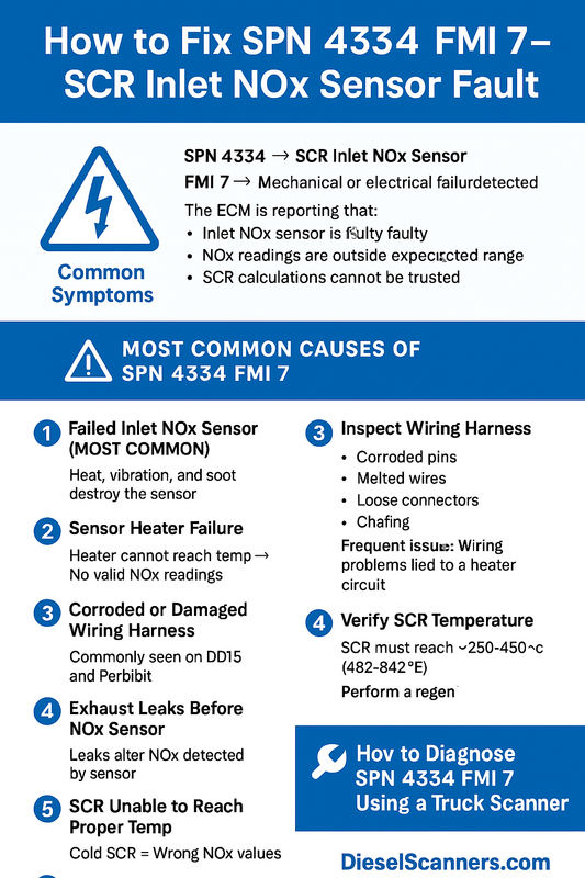 How to Fix SPN 4334 FMI 7 – SCR Inlet NOx Sensor Fault