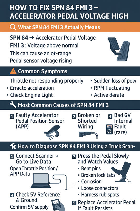 How to Fix SPN 84 FMI 3 — Accelerator Pedal Voltage High
