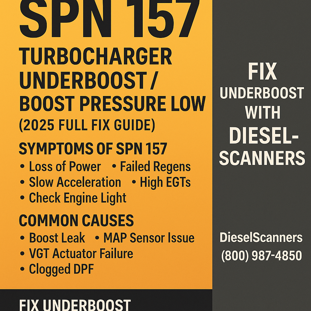 SPN 157 – Turbocharger Underboost / Boost Pressure Low (2025 Full Fix Guide)