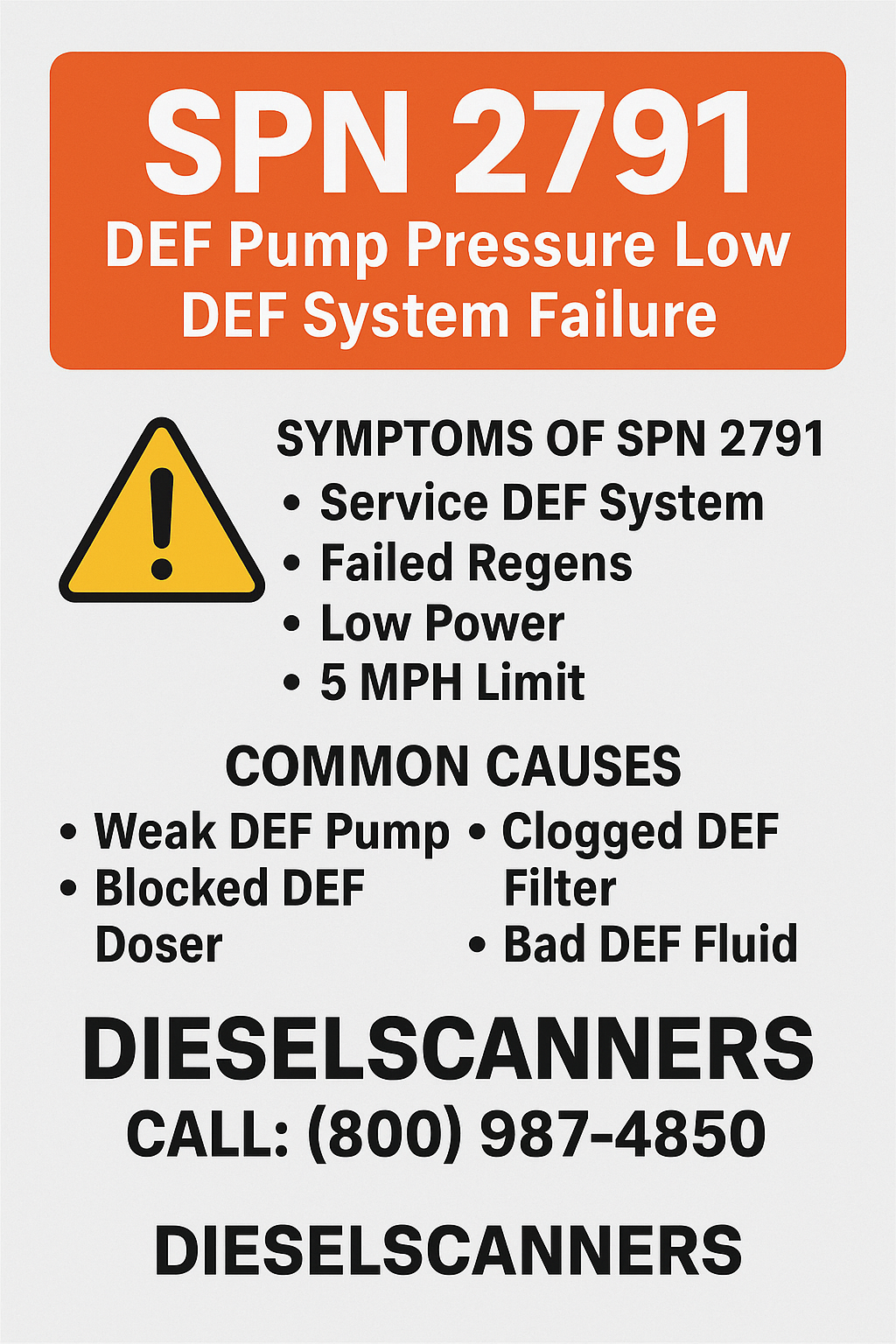 SPN 2791 – DEF Pump Pressure Low / DEF System Failure (2025 Full Fix Guide)