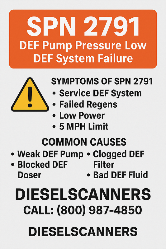 SPN 2791 – DEF Pump Pressure Low / DEF System Failure (2025 Full Fix Guide)