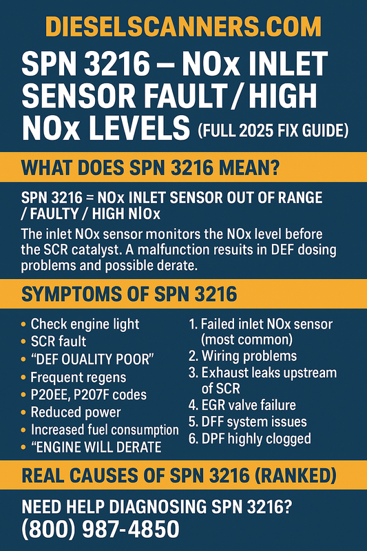 SPN 3216 – NOx Inlet Sensor Fault / High NOx Levels (Full 2025 Fix Guide)
