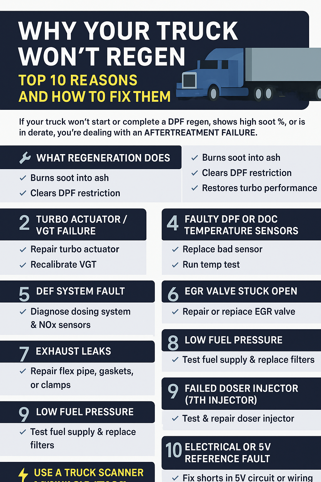 Why Your Truck Won’t Regen — Top 10 Reasons and How to Fix Them